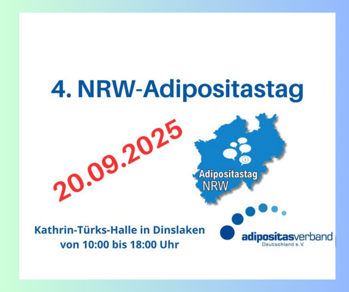 Am 20.9.2025 findet der 4. Adipositastag NRW erneut in der Katrin-Türks-Halle in Dinslaken statt. Zur Zeit erstellen wir das Programm für SIE! 